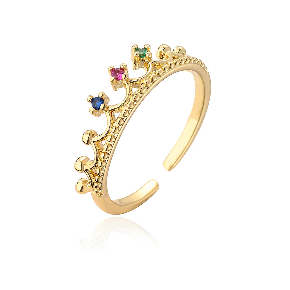 Royal Gemstone Crown Ring