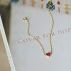 S925 Sterling Silver Heartshaped Red Corundum Bracelet 