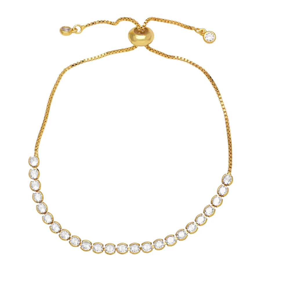 Simple Style round Copper 18K Gold Plated Zircon Bracelets in Bulk