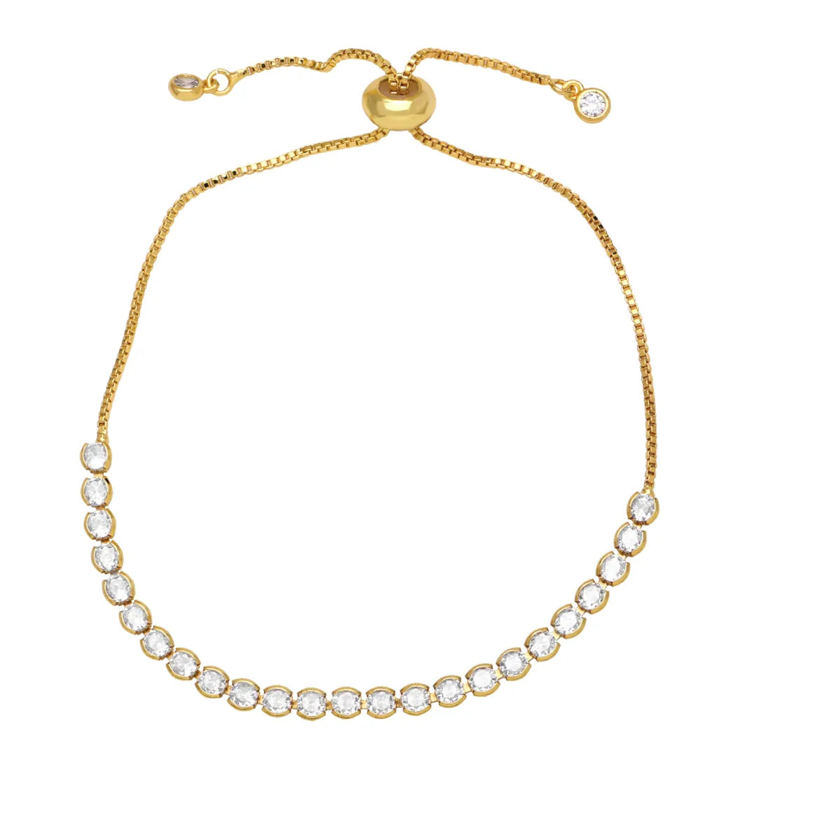 Simple Style round Copper 18K Gold Plated Zircon Bracelets in Bulk