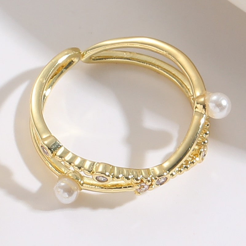 Gold Open Pearl Ring