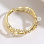 Gold Open Pearl Ring