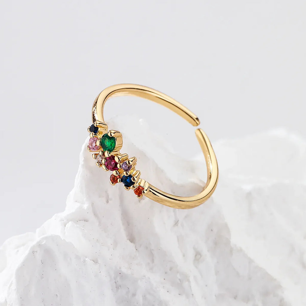 Rainbow Cluster Gem Ring