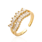 Simple Style Geometric Copper Plating Inlay Zircon 18K Gold Plated Open Rings