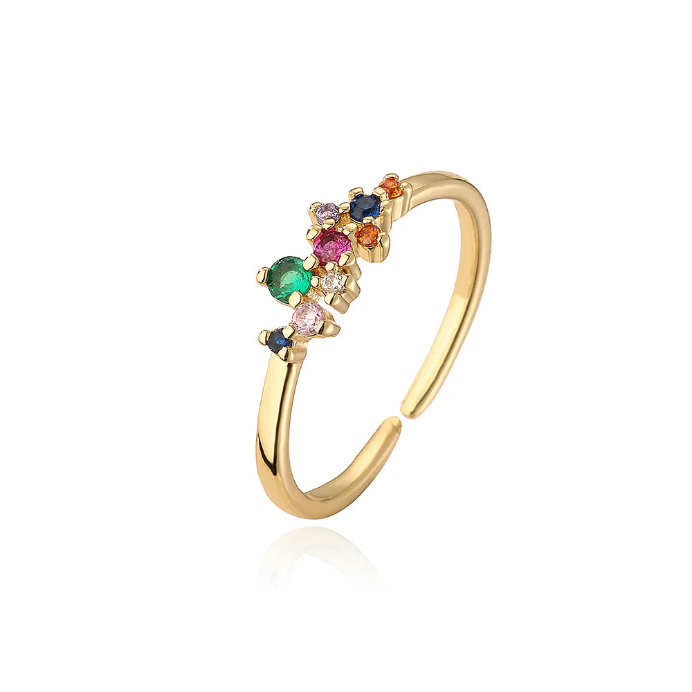 Rainbow Cluster Gem Ring