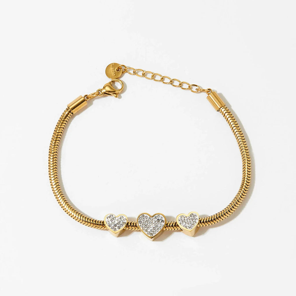 Light Luxury Love Heart Women'S Jewelry Set with Stainless Steel Accessories Electroplated Bracelet and Necklace Featuring Love Water Drops and Bell Patterns