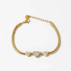 Light Luxury Love Heart Women'S Jewelry Set with Stainless Steel Accessories Electroplated Bracelet and Necklace Featuring Love Water Drops and Bell Patterns