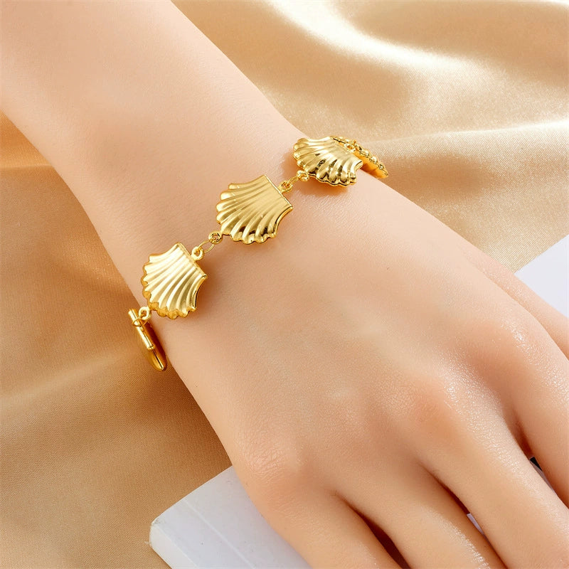 Women's Stainless Steel 18K Gold Plated Cuban Chain Bracelet 