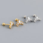 S925 Silver Crownshaped Earrings Set with Zirconia for Women 