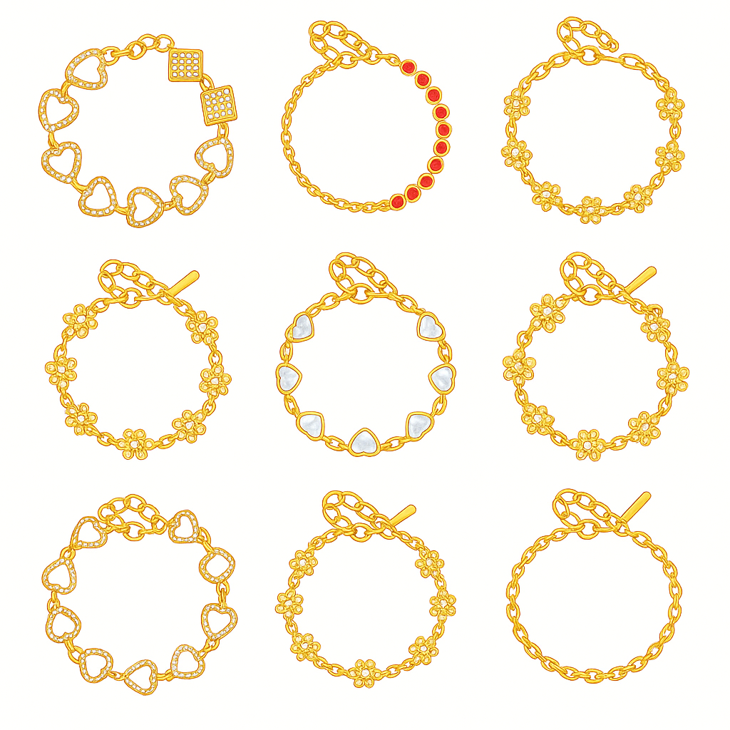 18K Gold Plated Plating Heart Shape Zircon Bracelets