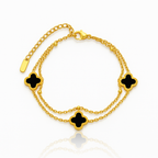 Women Clover Geometric Titanium Steel 18K Gold Plated Bracelets