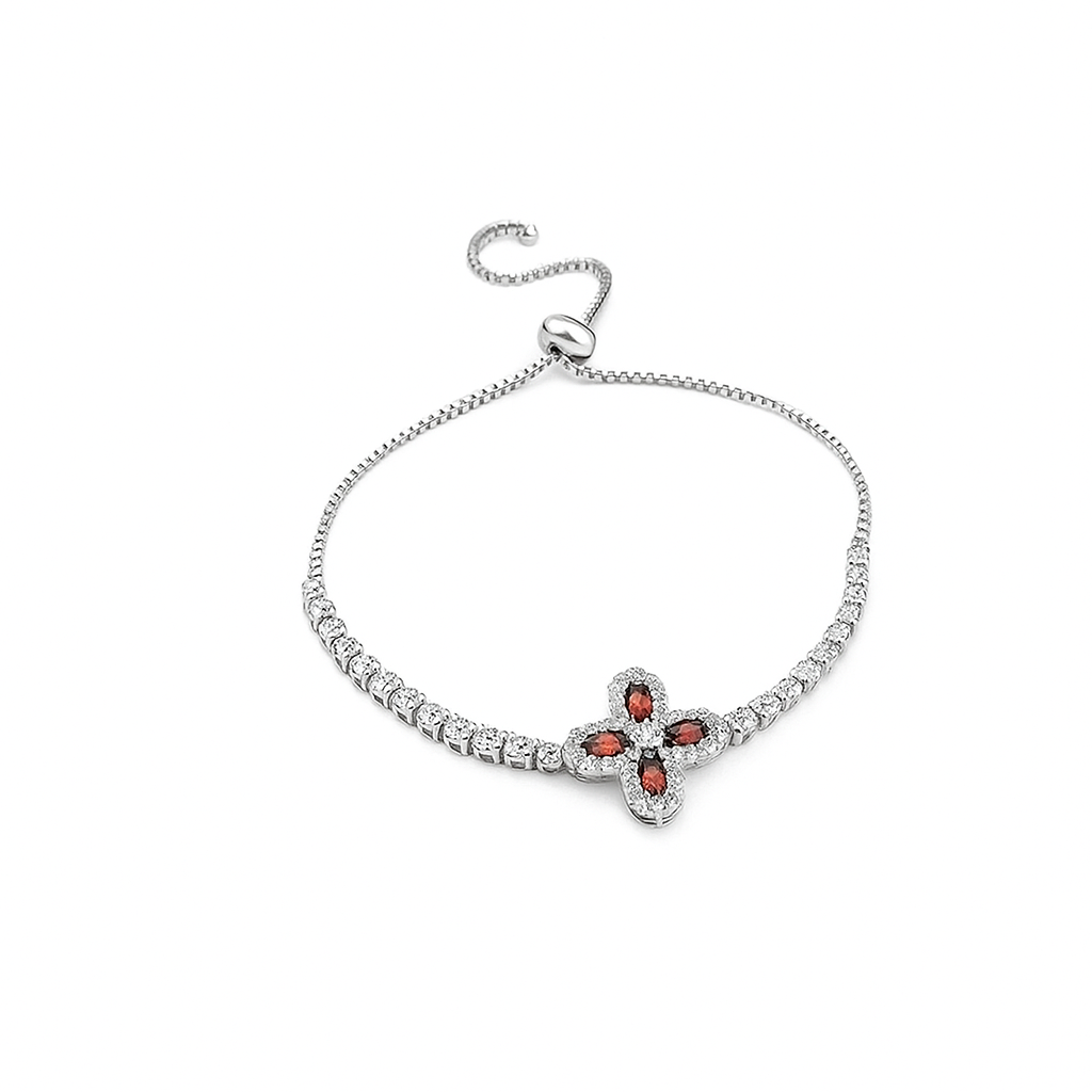 Crimson Bloom Diamond Bracelet