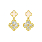 Golden Clover Crystal Drop Earrings