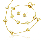 White 3 Leaf Clover Gold Set