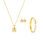 White Enamel Gold Classic Set