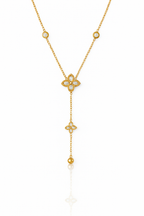 Golden Clover Drop Pendant Necklace