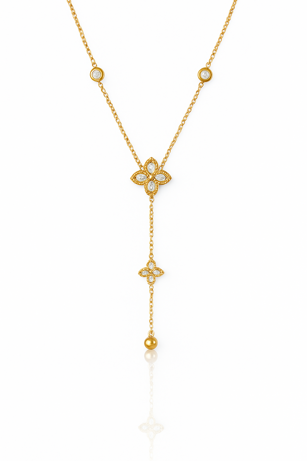 Golden Clover Drop Pendant Necklace