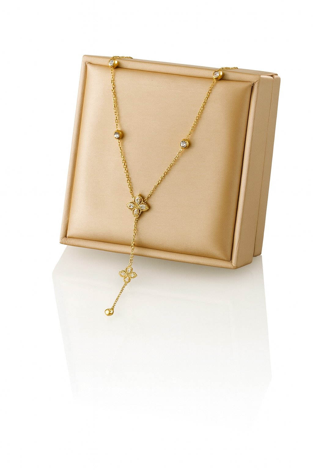Golden Clover Drop Pendant Necklace
