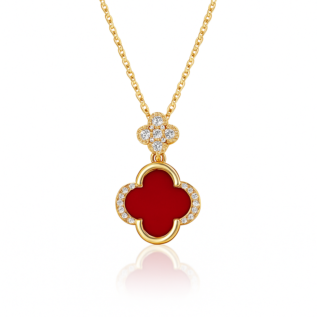 Luxe Scarlet Clover Necklace