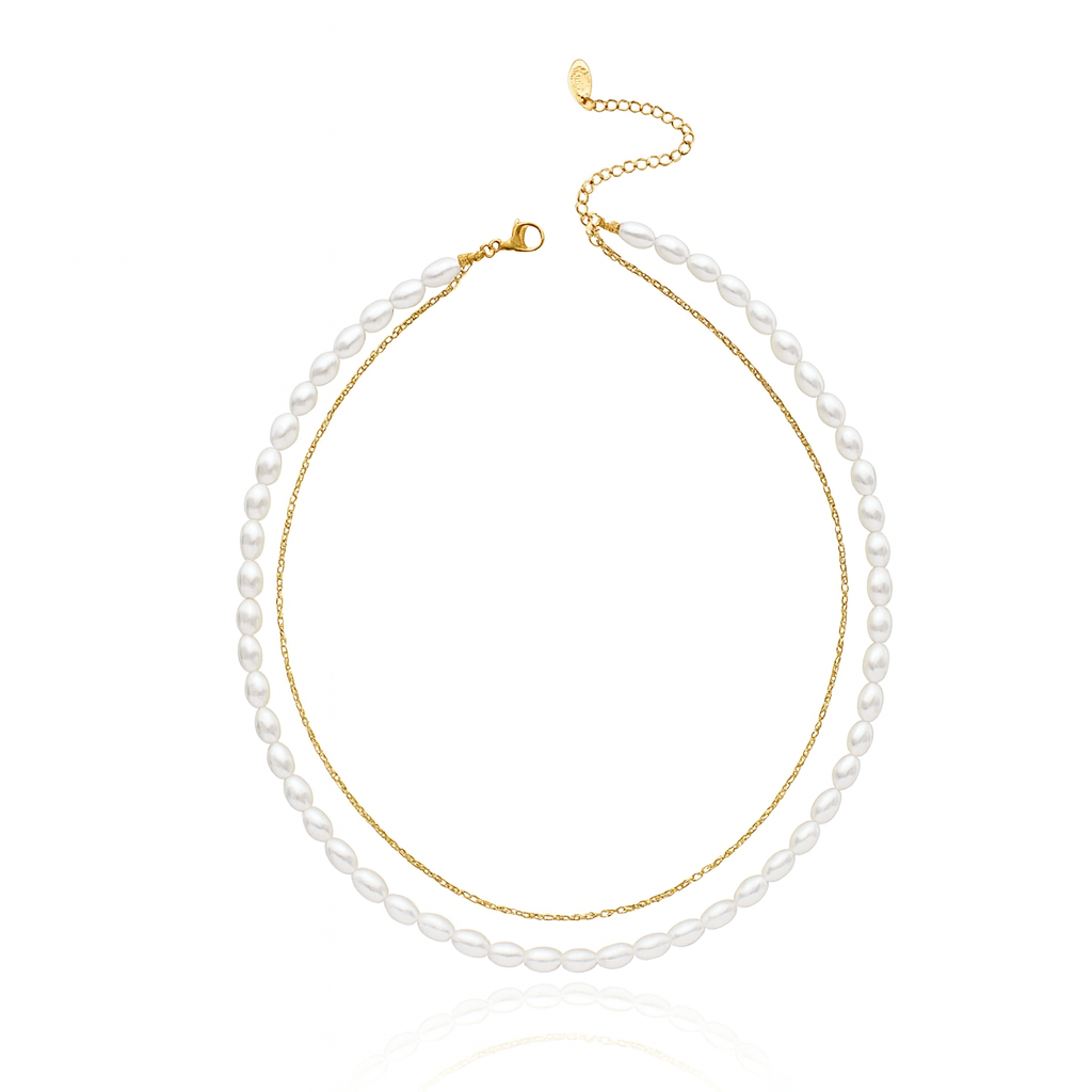 Pearl & Gold Double Layer Necklace