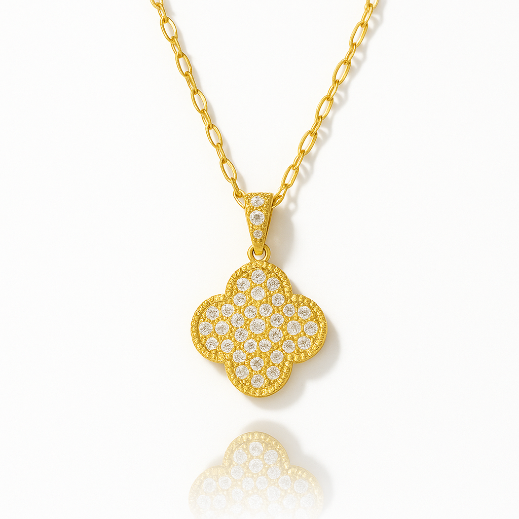 Golden Diamond Clover Necklace