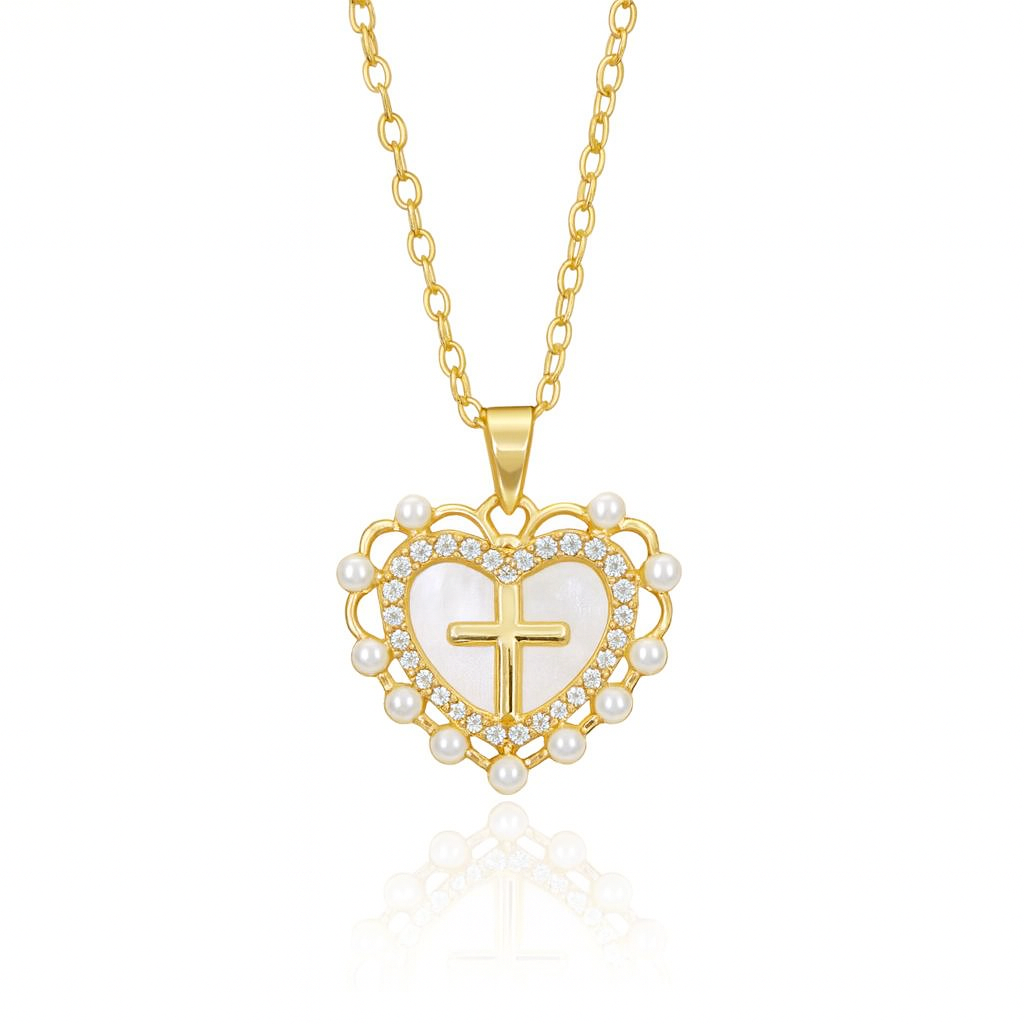 Angel Heart Cross Necklace