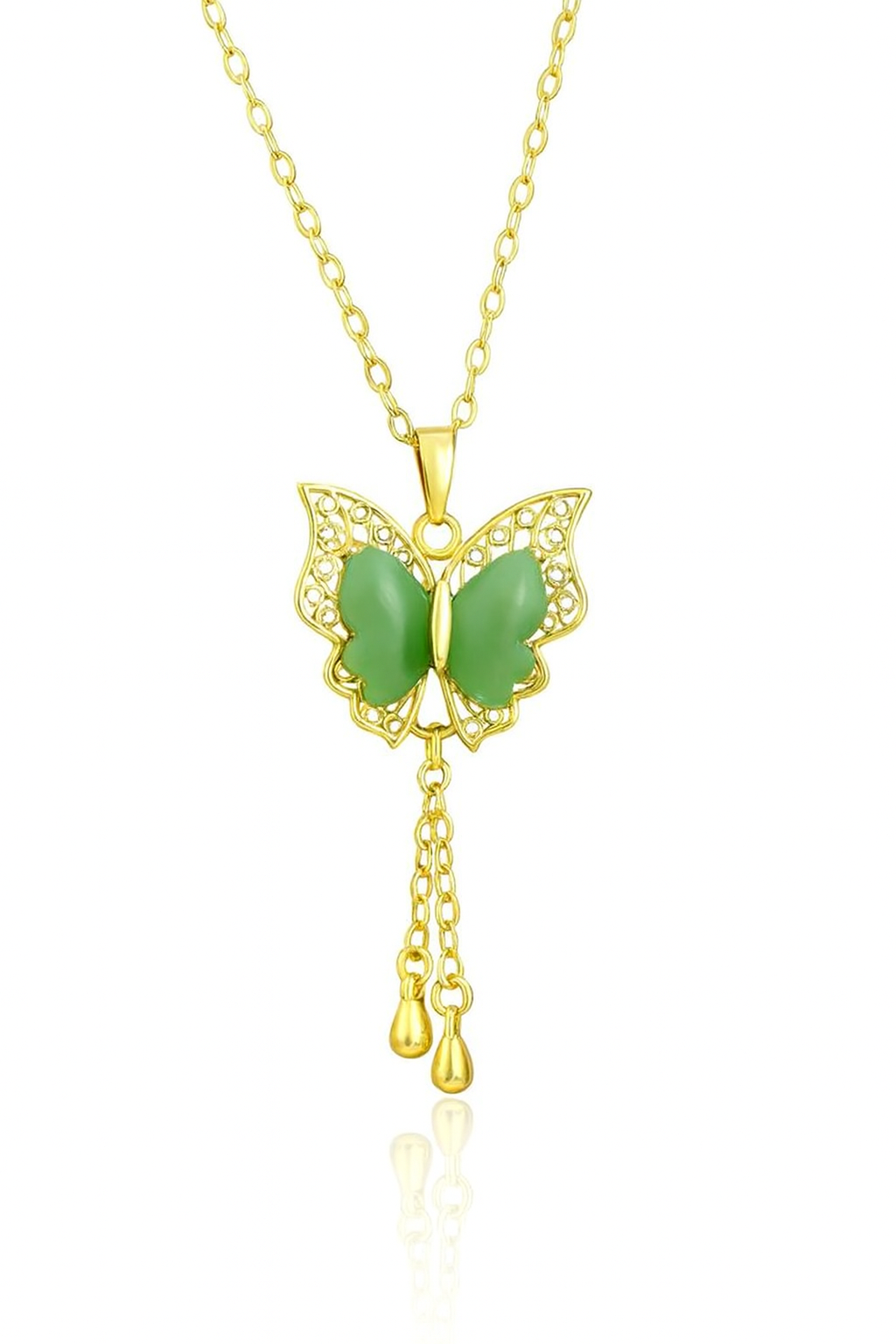 Jade Butterfly Tassel Necklace