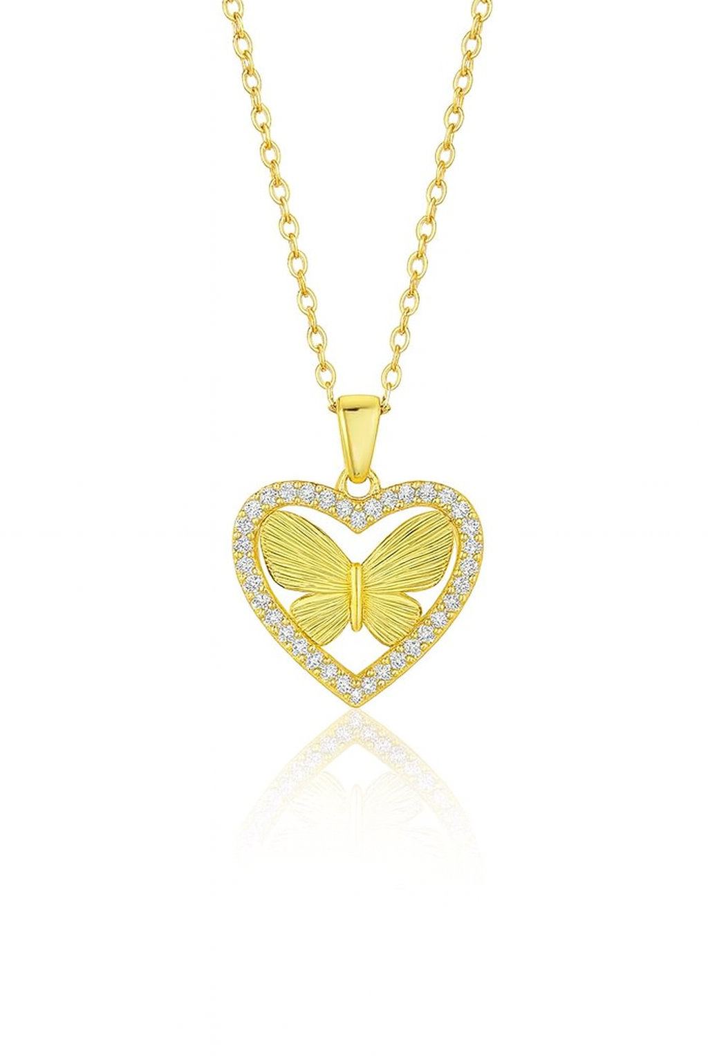 Butterfly Outline Heart Necklace