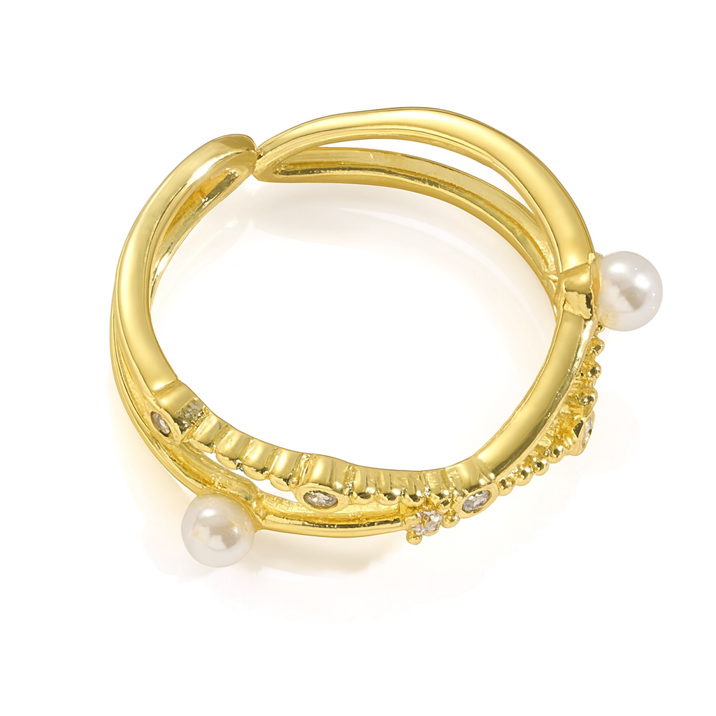 Gold Open Pearl Ring