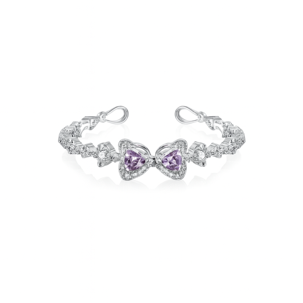 Twin Hearts Butterfly Crystal Bangle