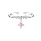 Pink Blossom Dangle Sparkle Ring