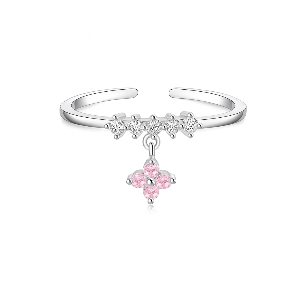 Pink Blossom Dangle Sparkle Ring