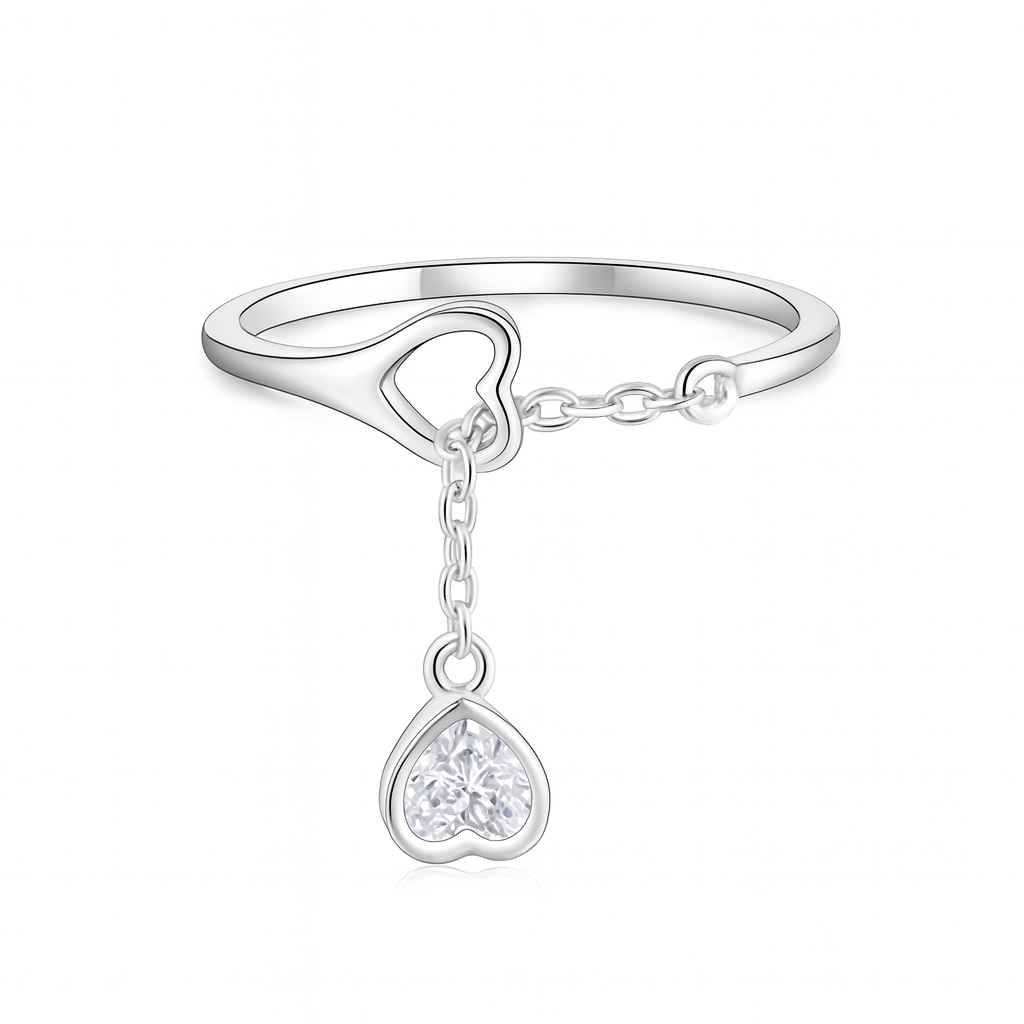 Dangling Heart Charm Ring