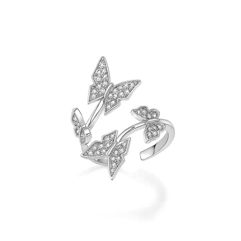Adjustable Butterfly Zircon Ring