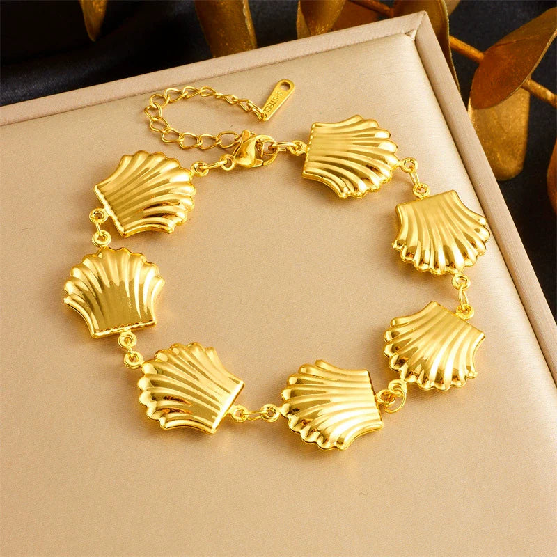 Women's Stainless Steel 18K Gold Plated Cuban Chain Bracelet 