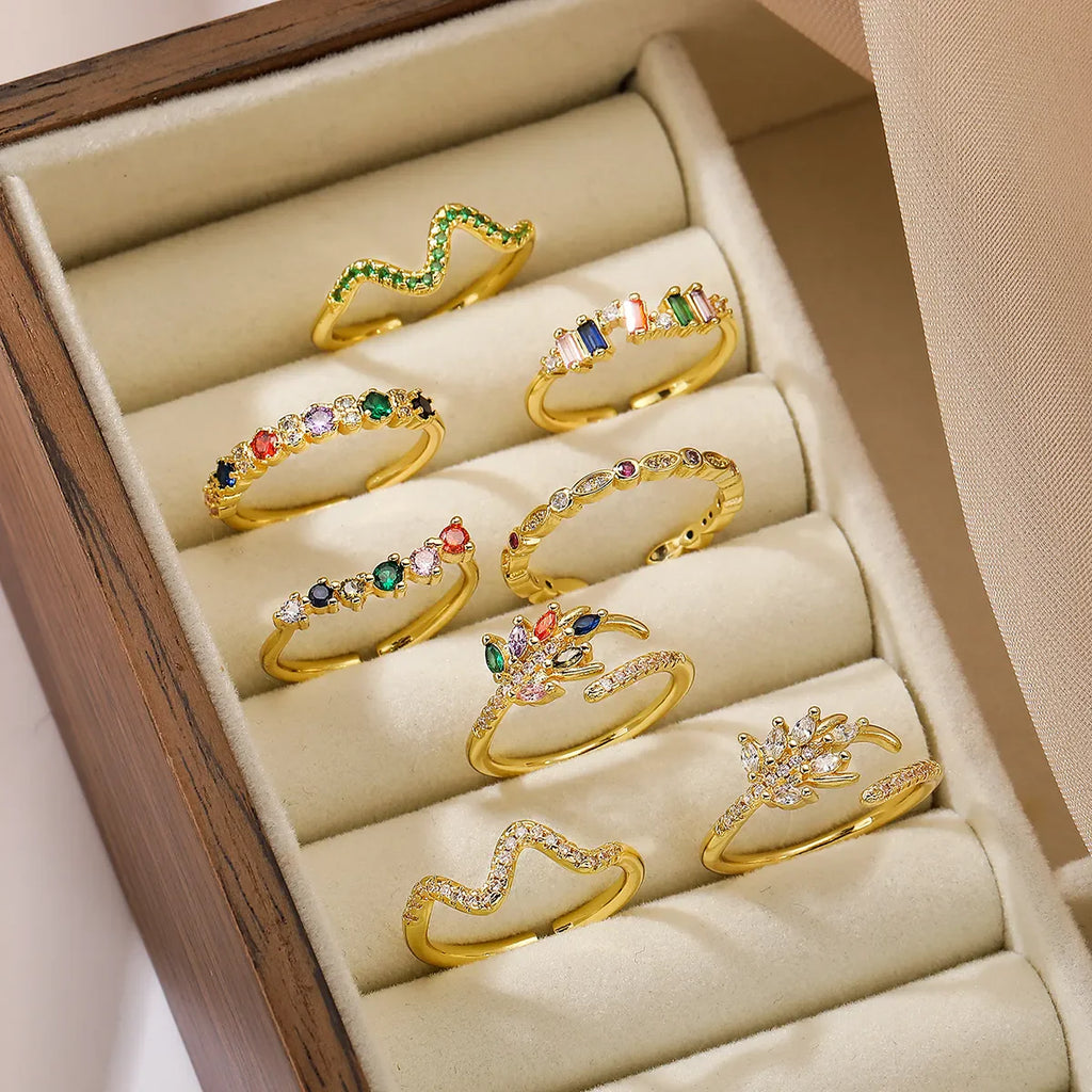 Simple Style Leaves Open Rings