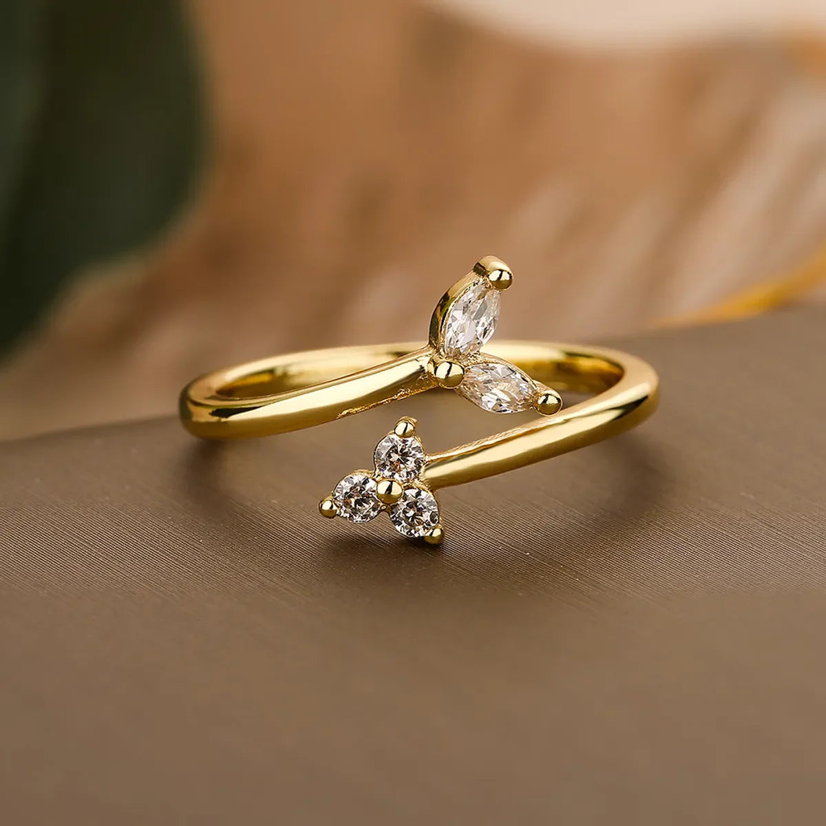 Simple Style Flower Open Rings