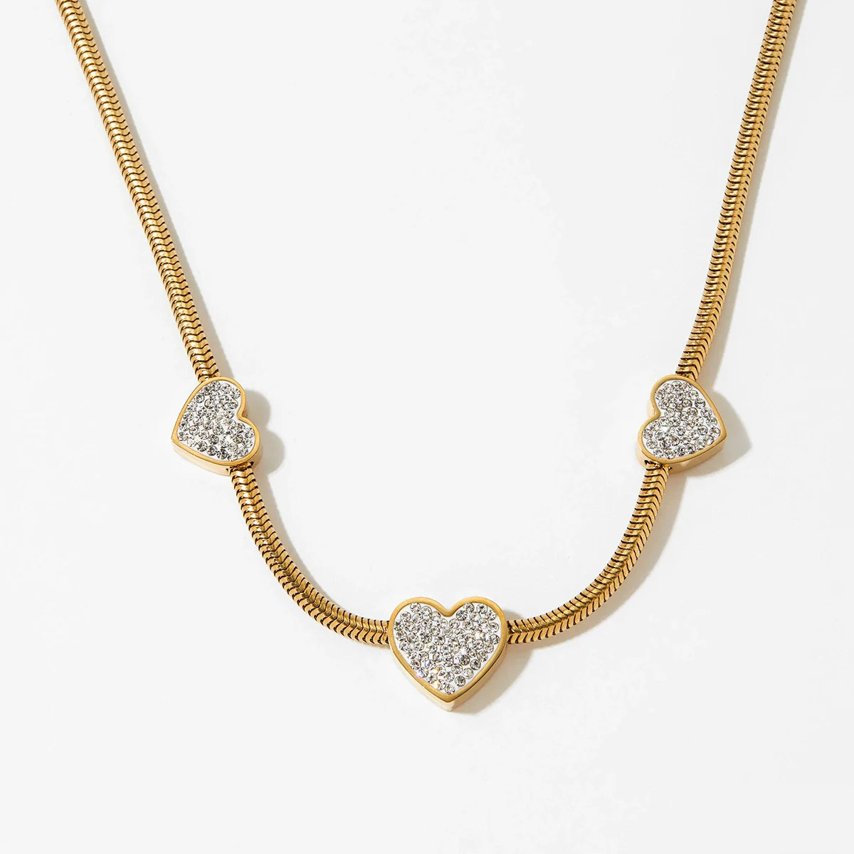 Light Luxury Love Heart Women'S Jewelry Set with Stainless Steel Accessories Electroplated Bracelet and Necklace Featuring Love Water Drops and Bell Patterns