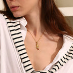 Women's Stainless Steel Plated 18K Gold Pendant Necklace 