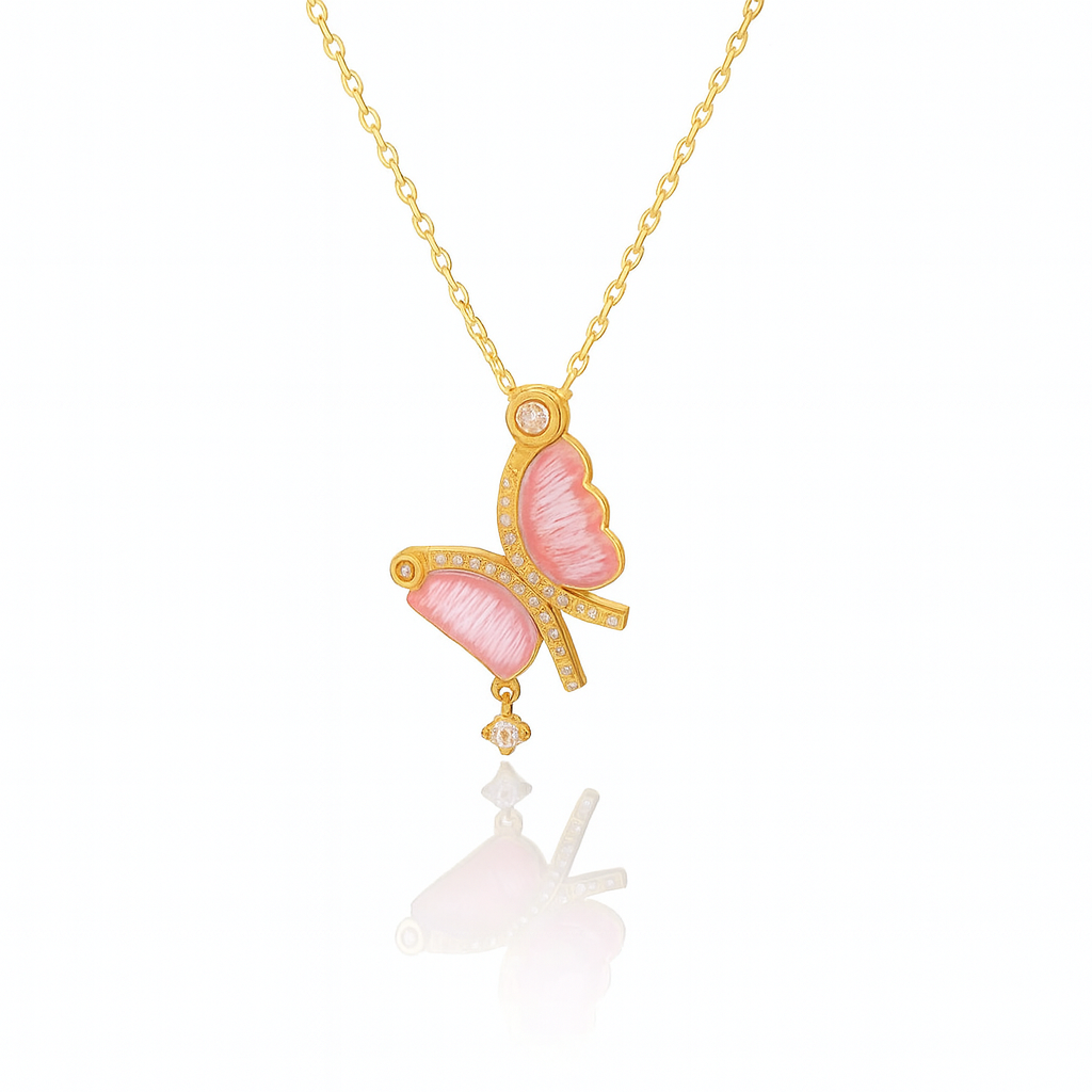 Pink Butterfly Charm Necklace