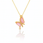 Pink Butterfly Charm Necklace