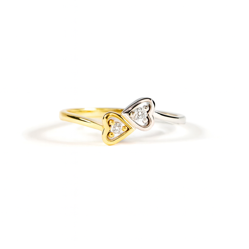 Sweet Heart Sterling Two Tone Zircon Ring