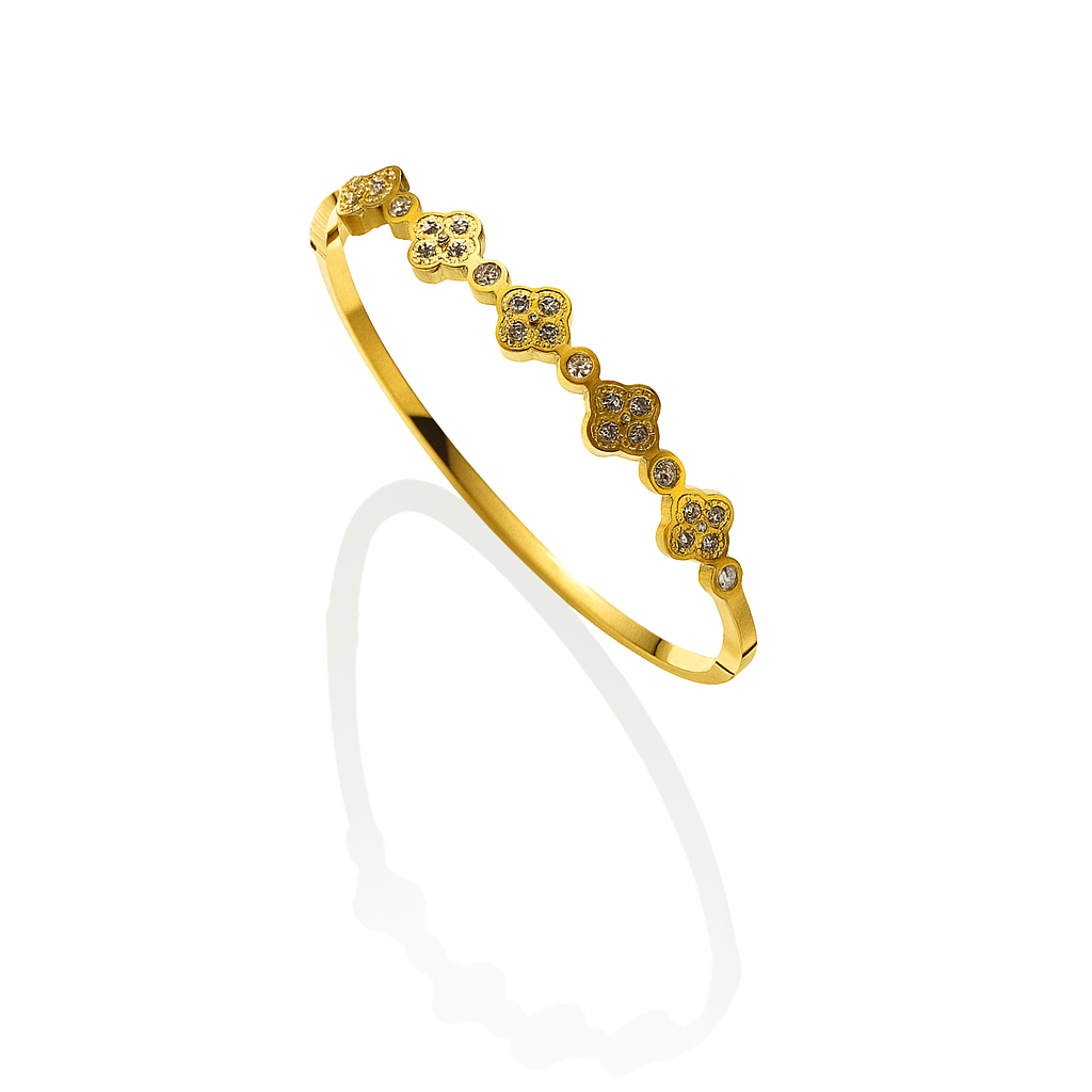 Luxury 18K Gold Plated Quadrilateral Steel Bangle