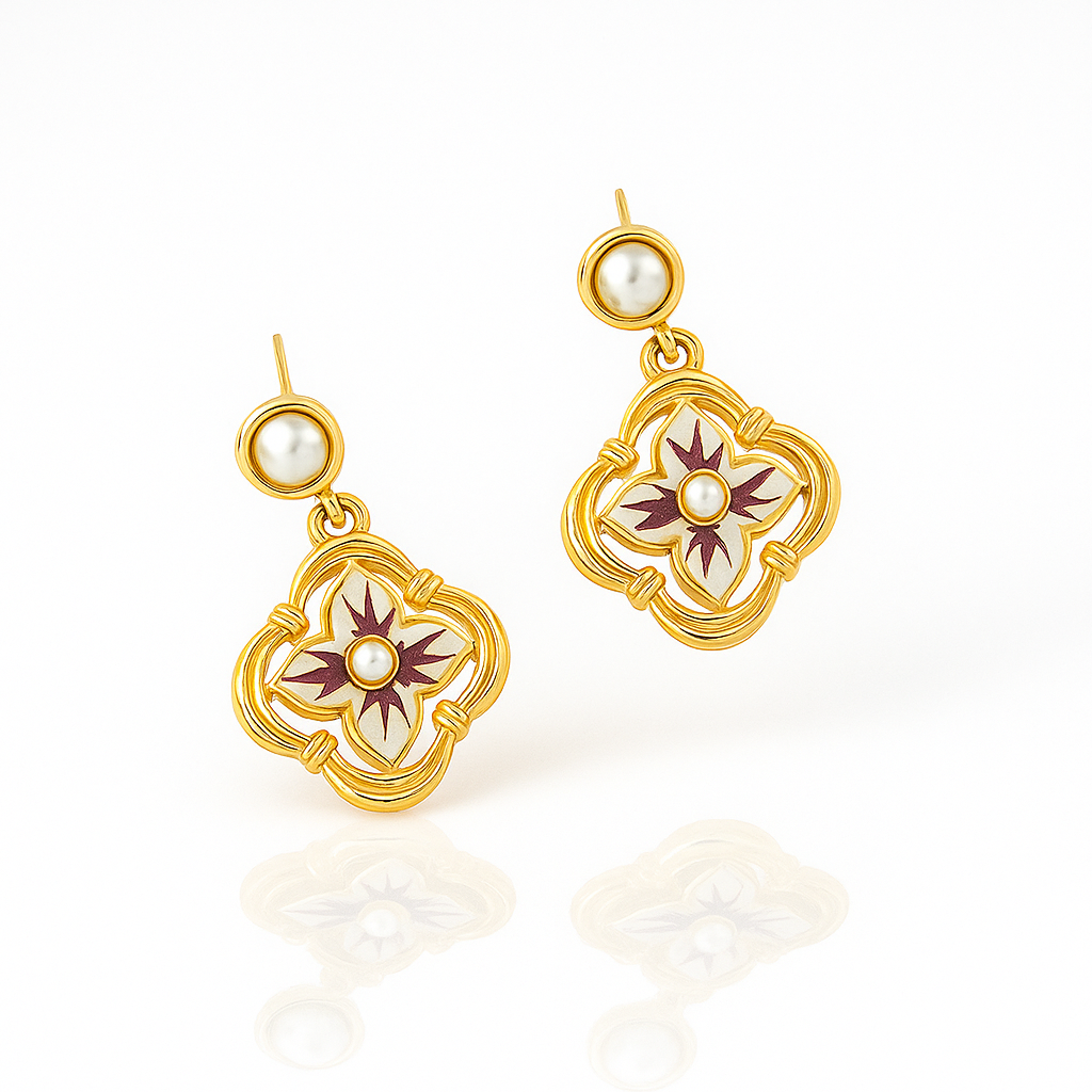 Retro Flower Pearl Earrings