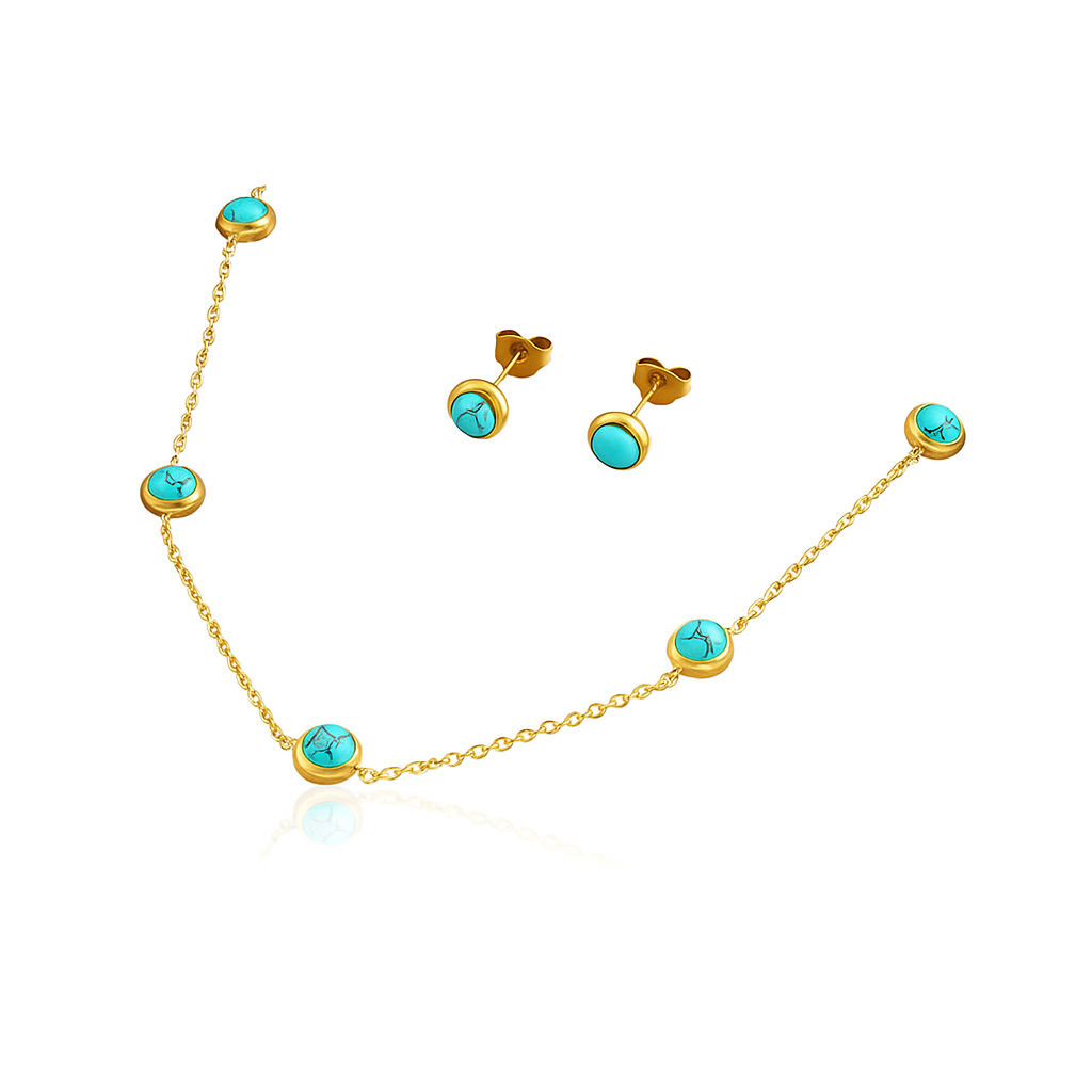 Turquoise Gold Jewelry Set