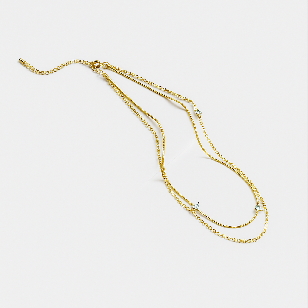 Double Layer Geometric Alloy Necklace