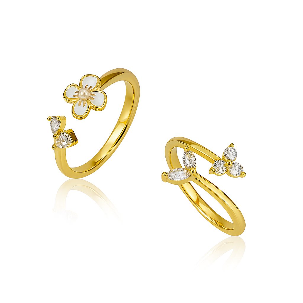 Simple Style Flower Open Rings