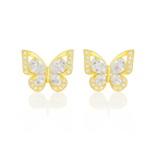 Golden Crystal Butterfly Stud Earrings