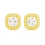 Princess Cut Halo Earrings