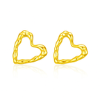 Heart Hollow Zircon Titanium Steel Stud Earrings